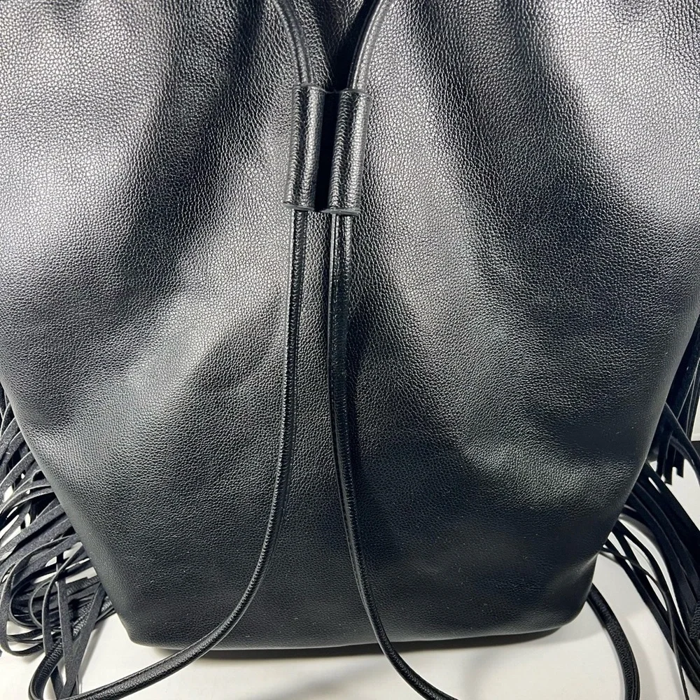 Victoria’s Secret Fringe black cowgirl bucket drawstring backpack bag